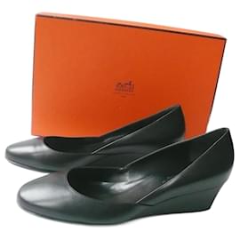 Hermès-HERMES Ballerine da "Balletto" Zeppe pelle nera T39,5 IT-Nero