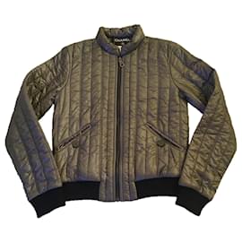 Chanel Quilted Puffer Jacket Grey Grey