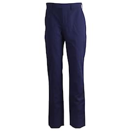 Balenciaga-Balenciaga Straight-Cut Trousers in Navy Blue Cotton -Blue,Navy blue