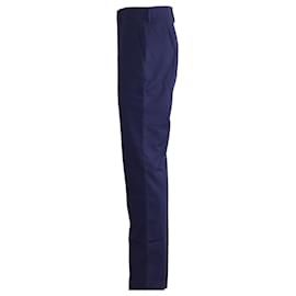 Balenciaga-Balenciaga Straight-Cut Trousers in Navy Blue Cotton -Blue,Navy blue