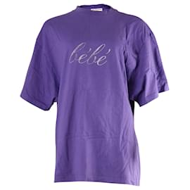 Balenciaga-Balenciaga Bébé Embellished Oversized T-shirt in Purple Cotton -Purple