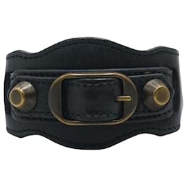 Balenciaga-Balenciaga Ligne Classic Bracelet in Black Lambskin Leather -Black