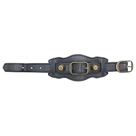 Balenciaga-Balenciaga Ligne Classic Bracelet in Black Lambskin Leather -Black