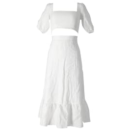 Reformation-Reformation Yucca Top and Skirt Set in White Linen -White
