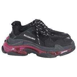 Balenciaga Triple S Clear Sole Sneakers in Black Polyurethane  Black