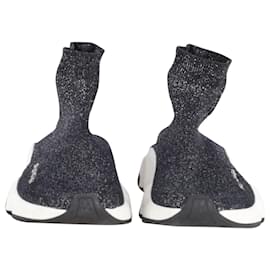Balenciaga-Balenciaga Glittered Speed Trainers in Black and Silver Polyester  -Other,Python print