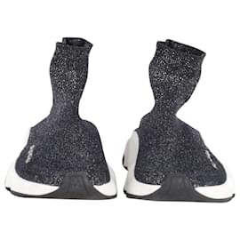 Balenciaga-Balenciaga Glittered Speed Trainers in Black and Silver Polyester  -Multiple colors