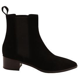 Aeyde Lou Ankle Boots in Black Suede Black