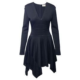 Alexandre Vauthier Robe Ourlet Cascade en Viscose Noire Noir
