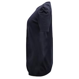 Ralph Lauren-Ralph Lauren Puff Sleeve Cardigan in Navy Merino Wool-Black
