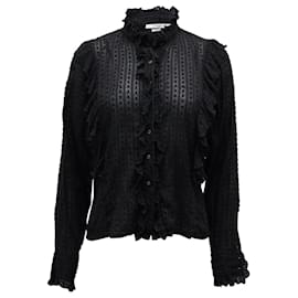 Isabel Marant Etoile-Isabel Marant Etoile Bluse mit Rüschendetail und Knopfleiste vorne aus schwarzer Baumwolle-Schwarz