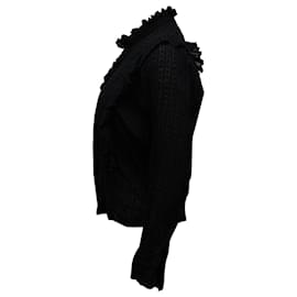 Isabel Marant Etoile-Isabel Marant Etoile Ruffle Detail Button Front Blouse in Black Cotton -Black
