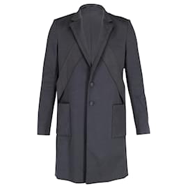 Balenciaga-Abrigo largo de botonadura sencilla en algodón negro de Balenciaga-Negro
