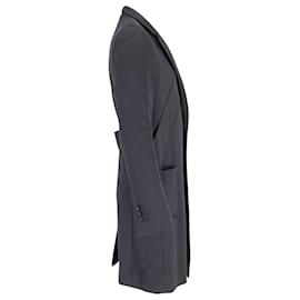 Balenciaga-Balenciaga Single-Breasted Long Coat in Black Cotton-Black