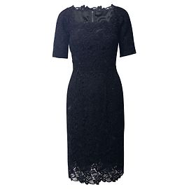 Dolce & Gabbana Spitzenkleid mit eckigem Ausschnitt aus schwarzer Viskose Schwarz