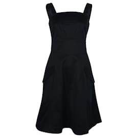 Fendi-Fendi Robe mi-longue sans manches en coton noir-Noir