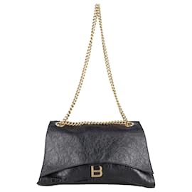 Balenciaga-Balenciaga Crush Large Chain Bag aus schwarzem Kalbsleder Leder-Schwarz