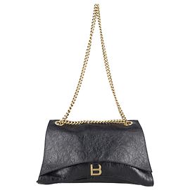 Borsa Balenciaga Crush Large Chain in pelle di vitello nera Nero