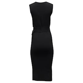Michael Kors-Michael Kors Belt Tie Stretch Dress in Black Viscose-Black