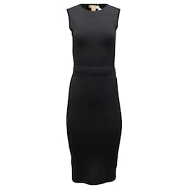 Michael Kors-Michael Kors Belt Tie Stretch Dress in Black Viscose-Black