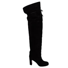 Christian Louboutin-Christian Louboutin Over-the-Knee Boots in Black Suede-Black