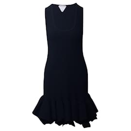 Bottega Veneta-Bottega Veneta Fluted Dress in Black Wool-Black