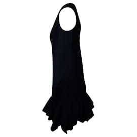 Bottega Veneta-Bottega Veneta Geripptes Kleid aus schwarzer Wolle-Schwarz