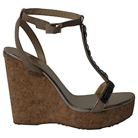 Jimmy Choo-Jimmy Choo Naima Jeweled Platform Wedge Sandals in Beige Suede-Grey