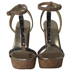 Jimmy Choo-Jimmy Choo Naima Jeweled Platform Wedge Sandals in Beige Suede-Grey
