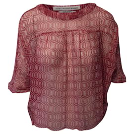 Isabel Marant Etoile-Isabel Marant Etoile Honeycomb Blouse in Red Silk-Red