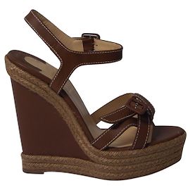 Christian Louboutin Zeppe espadrillas Zero Problem in pelle marrone Marrone