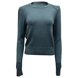 Isabel Marant-Isabel Marant Étoile Crew Neck Sweater with Puff Sleeves in Seafoam Green Cotton-Green