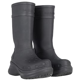 Balenciaga-Balenciaga Crocs™ Boots in Black Rubber-Black