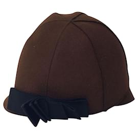 Miu Miu-Miu Miu Cloche Hat with Ribbon in Brown Fur-Brown