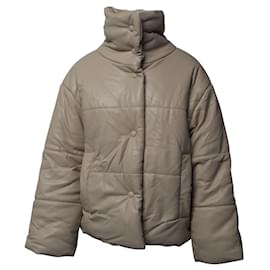Nanushka Hide Press Stud Padded Jacket in Beige Polyester  Beige