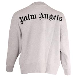Palm Angels-Palm Angels Logo Crew Sweatshirt in Grey Cotton-Grey