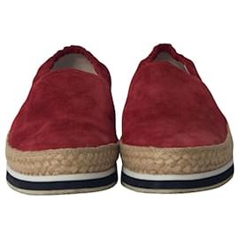 Prada-Prada Espadrille Sneakers in Red Suede-Red