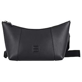 Balenciaga-Balenciaga XL Hourglass Belt Bag in Black Leather-Black