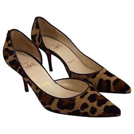 Christian Louboutin-Christian Louboutin Iriza Leopard-Print Half D'Orsay Pumps in Brown Leather-Brown