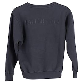 Balenciaga-Balenciaga Pull Crewneck Logo en Coton Noir-Noir