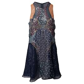 Mary Katrantzou-Mary Katrantzou Printed Sleeveless Metallic Dress in Multicolor Silk-Multiple colors