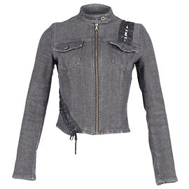 Dolce & Gabbana Dolce e Gabbana Giacca in denim lavato con dettaglio di lacci in cotone nero Nero