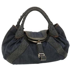 FENDI Spy Bag Handtasche Denim Blue Auth bs3218 Blau
