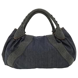 Fendi-FENDI Spy Bag Hand Bag Denim Blue Auth bs3218-Blue