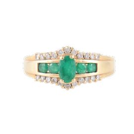 Autre Marque Smaragd-Diamant-Ring Gelbgold Gold hardware