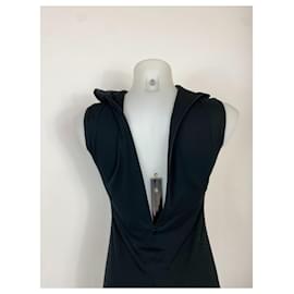 Autre Marque-sleeveless black rayon and wool blend dress Zip closure neckline-Black