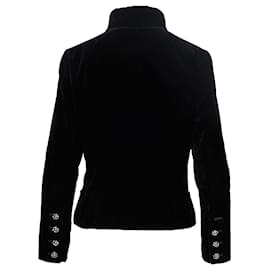 Chanel-Chaqueta Chanel de Terciopelo con Botones de Piedra-Negro