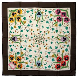 Gucci-Gucci vintage scarf with ivy & border print on silk-Multiple colors