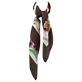 Gucci-Gucci vintage scarf with ivy & border print on silk-Multiple colors