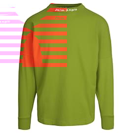 Palm Angels-Palm Angels Long Sleeve Logo T-Shirt-Orange